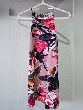 Meghan LA | Sleeveless Abstract Floral Print Dress | Mauve | Small